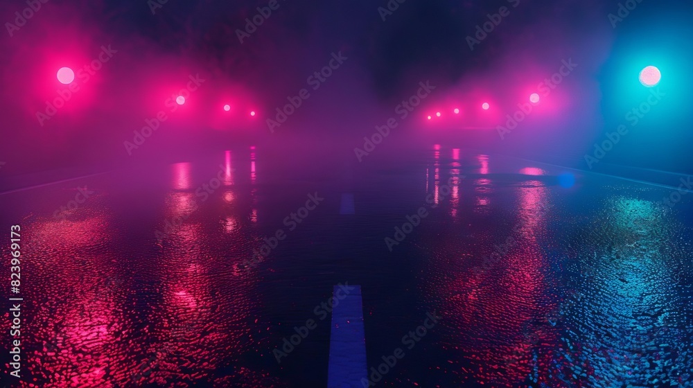 dark street asphalt with neon spotlights abstract studio background illustration dark street asphalt with neon spotlights abstract studio background illustration
