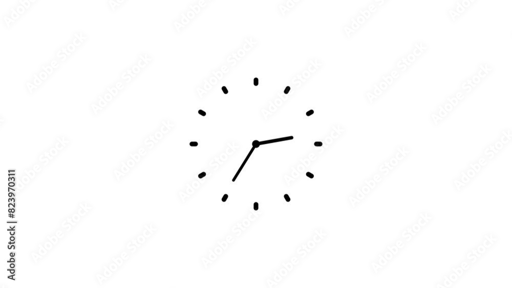 Clock icon with moving arrows . analog clock icon with moving arrows in seamless 12 hour loop on white background. Stopwatch animation.