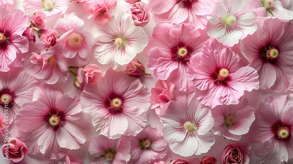   A vibrant bouquet of pink and white blooms adorning a pristine background