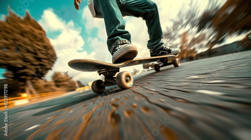 dynamic firstperson perspective of skateboarder midfall action sports photography 18 photo