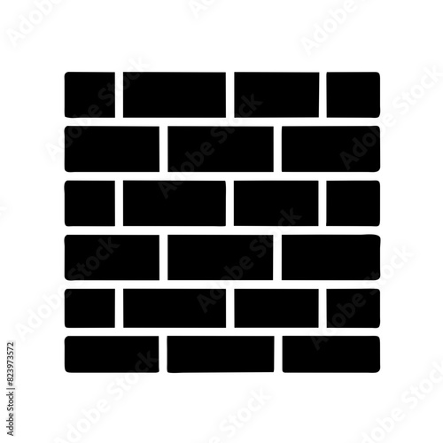 Vector Illustration of a Solid Brick Wall Icon in Black and White