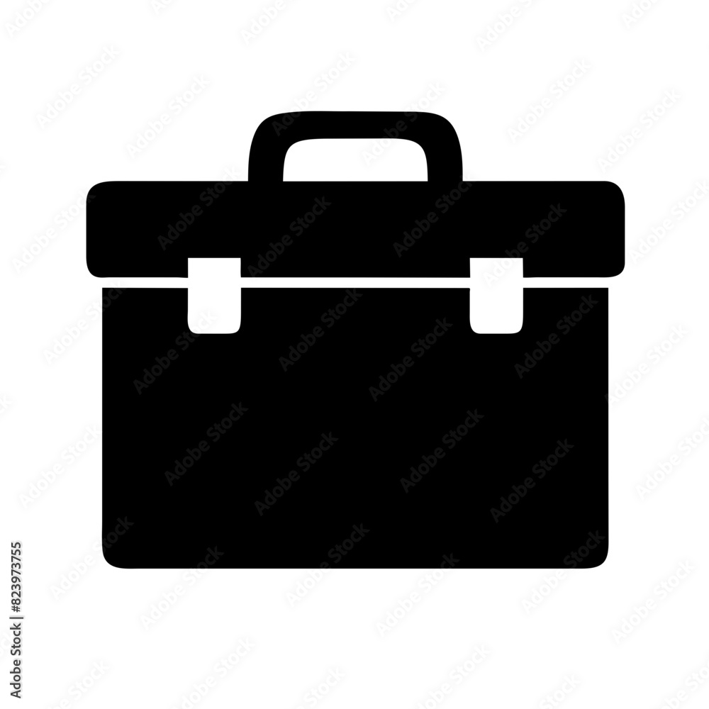 Vector graphic of a black silhouette toolbox icon for construction and repair tool kits Vector graphic of a black silhouette toolbox icon for construction and repair tool kits