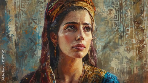 esther the courageous queen biblical character portrait oil painting