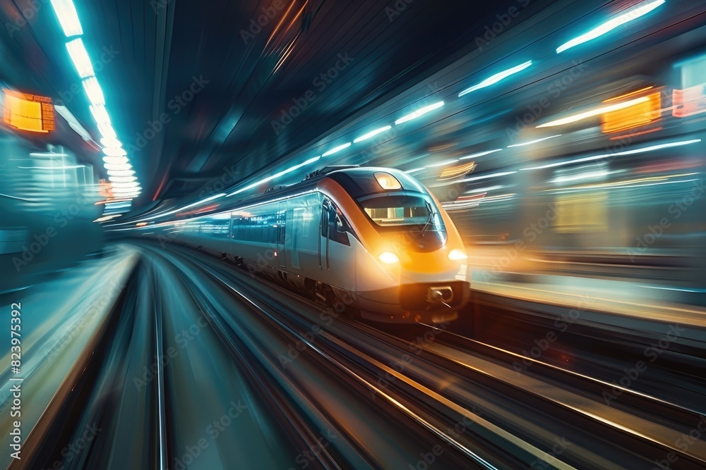 Speeding train captured with motion blur effect Speeding train captured with motion blur effect