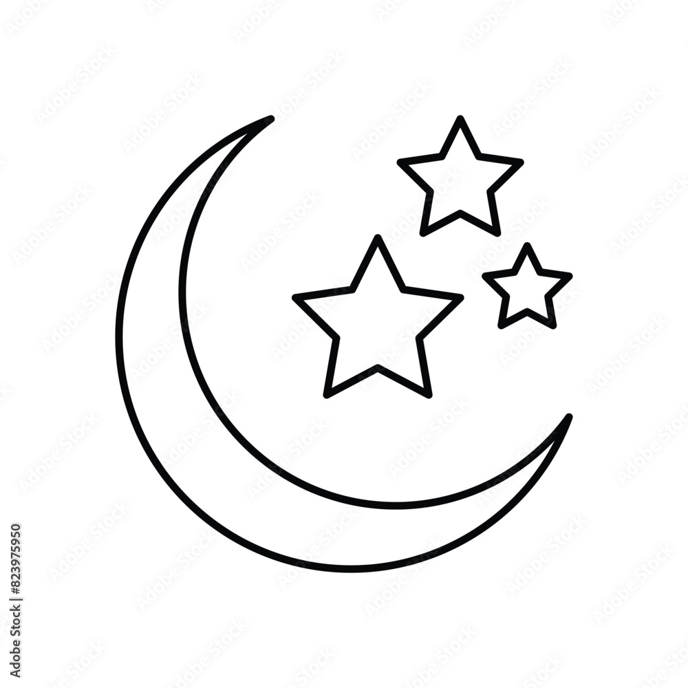 Crescent Moon With Stars vector icon Crescent Moon With Stars vector icon