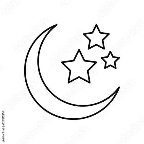 Crescent Moon With Stars vector icon