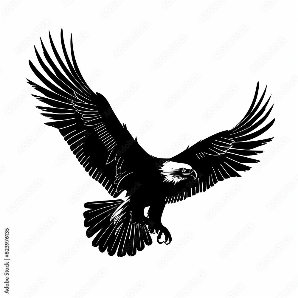 Obraz premium A black eagle is flying in the sky