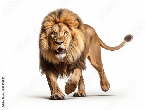 african lion on white background