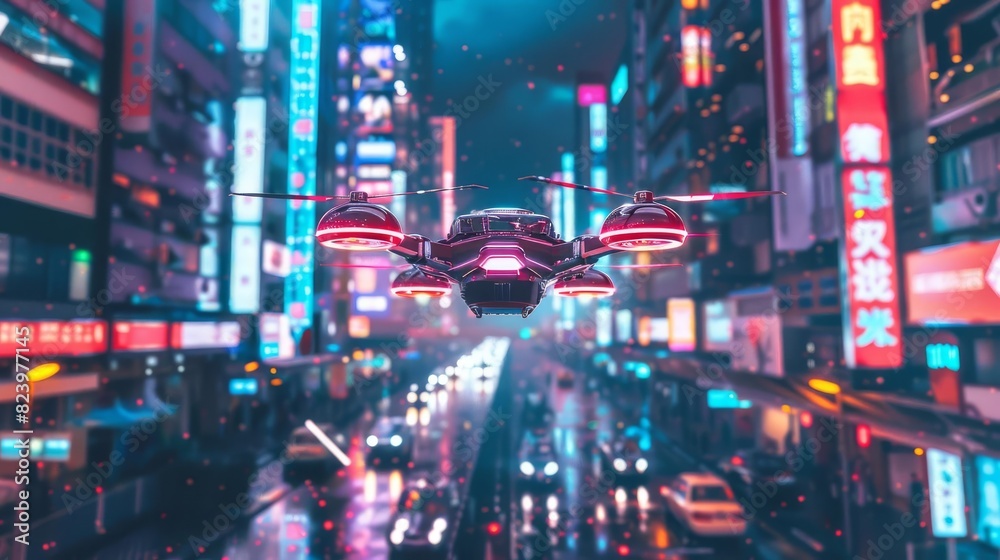 futuristic cityscape with flying cars and neon lights cyberpunk concept futuristic cityscape with flying cars and neon lights cyberpunk concept