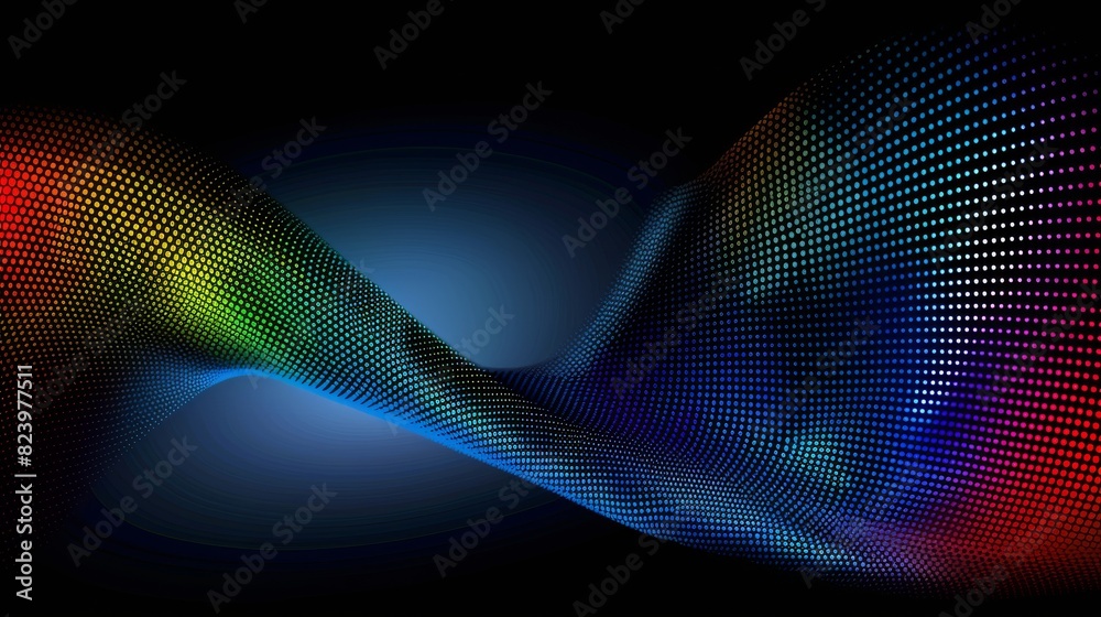 Colorful abstract digital wave background with dynamic dots