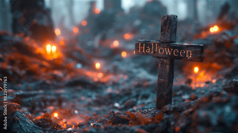 Halloween cross sign.