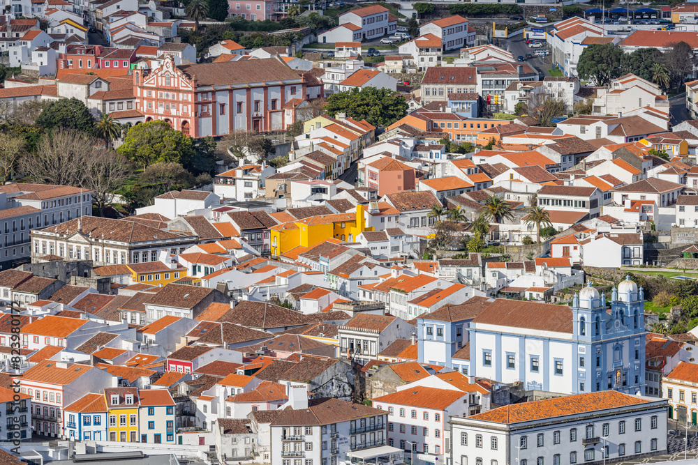 View from a hill of Angra do Heroismo on Terceira Island.