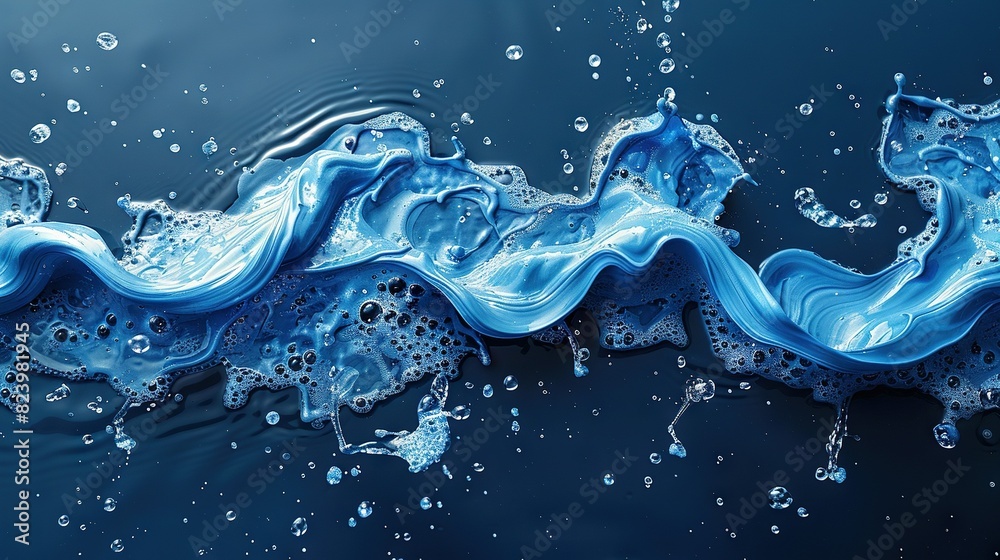 A close-up of a wave of water, with bubbles on the bottom and the bottom of the wave at the foreground A close-up of a wave of water, with bubbles on the bottom and the bottom of the wave at the foreground