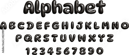 3D alphabet with airy thick letters. Perfect for adding childlike wonder to school projects, children's books, birthday invitations. Realistic vector illustration, modal alphabet typography reminiscen