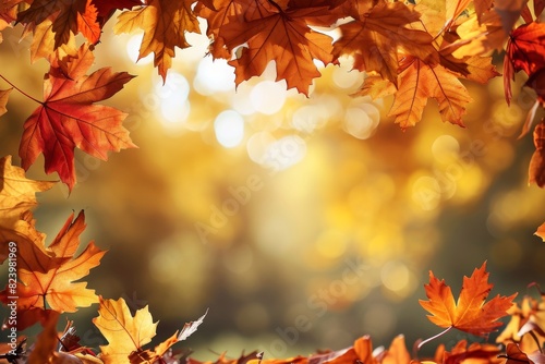 Autumn seasonal background frame with fall leaves idea, Ai generated © Tanu