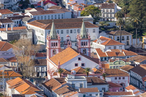 View from a hill of Angra do Heroismo on Terceira Island. photo
