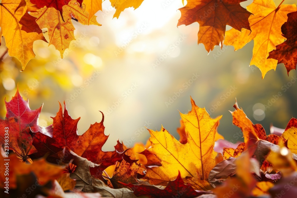 Autumn seasonal background frame with fall leaves idea, Ai generated Autumn seasonal background frame with fall leaves idea, Ai generated