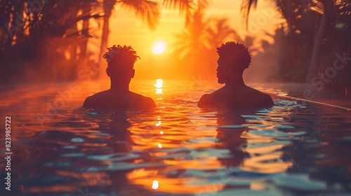Serene Moments  LGBTQ Couple Relaxing at a Luxurious Spa Resort