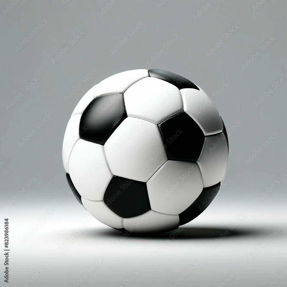 Detailed Close-Up of a Soccer Ball on Neutral Grey Background for Sports Themes Detailed Close-Up of a Soccer Ball on Neutral Grey Background for Sports Themes