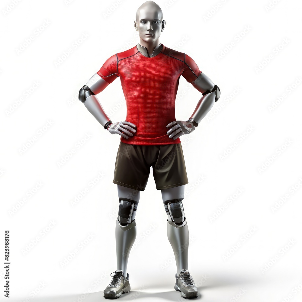 Man in Red Shirt and Brown Shorts. Generative AI Man in Red Shirt and Brown Shorts. Generative AI