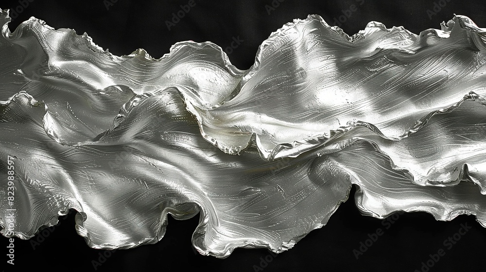   A metal object with silver paint on a black surface