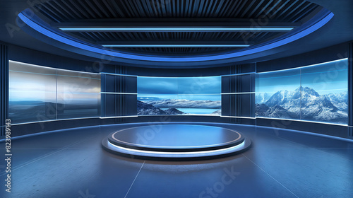 Television studio, virtual studio set. ideal for green screen compositing.