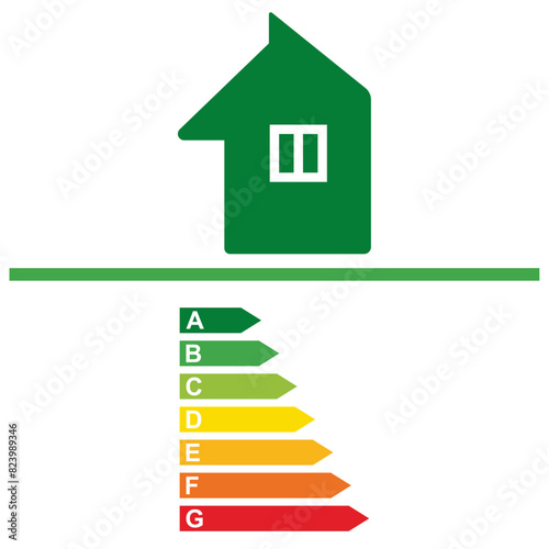 energy efficiency chart. energy efficiency house icon eco graphic vector. energy saving idea.