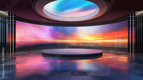 Television studio, virtual studio set. ideal for green screen compositing.