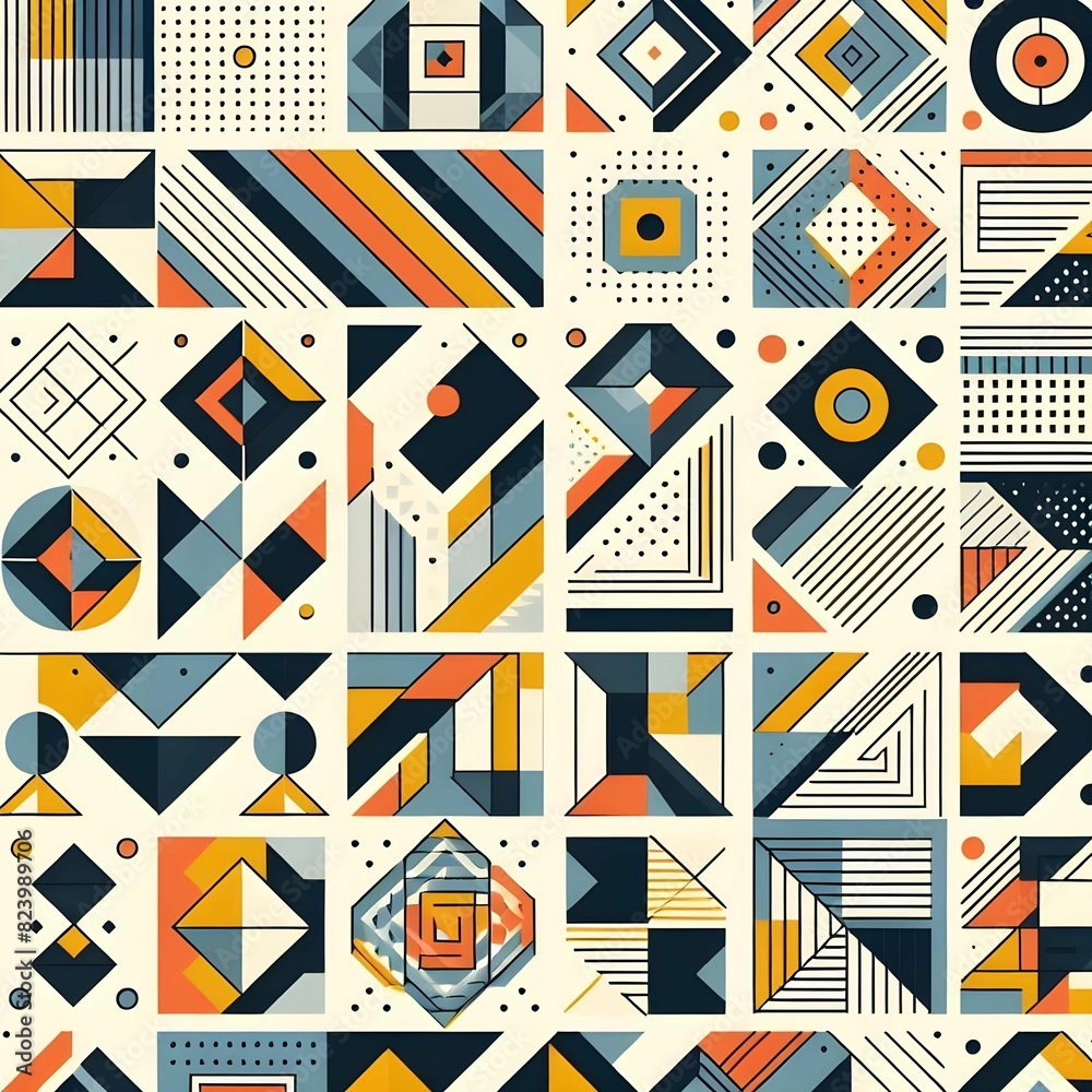 Obraz premium geometric pattern using only 3 colours simple repeatable pattern 2d