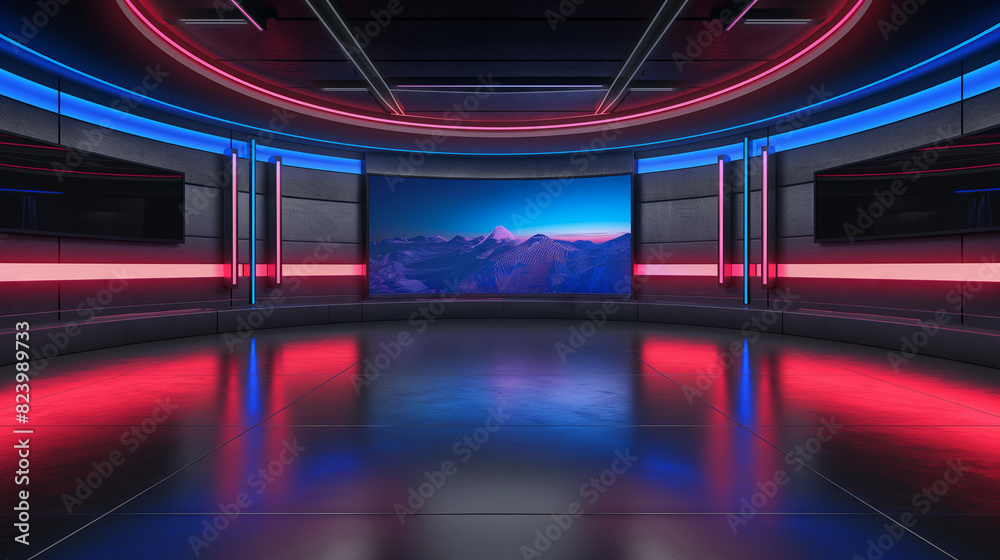 Obraz premium Television studio, virtual studio set. ideal for green screen compositing.