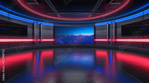 Television studio, virtual studio set. ideal for green screen compositing.