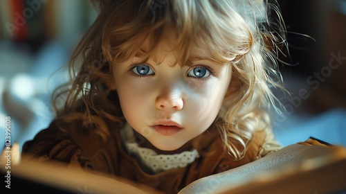 Child learning to read, with curiosity and engagement