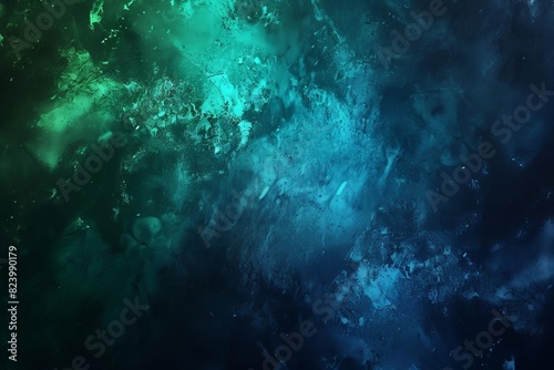 dark blue and green neon lights with grainy grunge texture abstract fantasy background illustration © Lucija