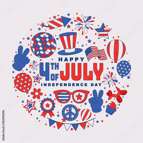 Happy 4th of july background for cover, poster, social media template