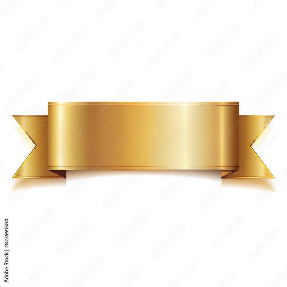 Gold Ribbon With Bow on White Background. Generative AI Gold Ribbon With Bow on White Background. Generative AI