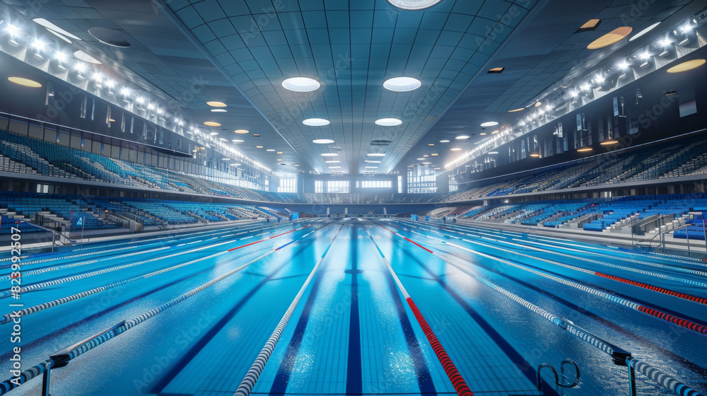 Olympic sized swimming pool. Interior swimming pool, stadium, event ...