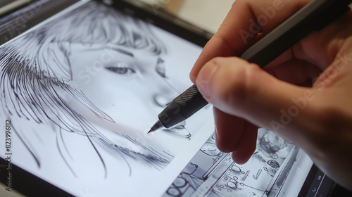 graphic designer drawing on tablet