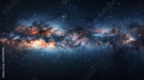 mystical starry night sky with nebula and galaxies deep space panorama © Bijac
