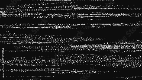 Retro CCTV or VHS Video White Noise Background. Scanlines Vibration Glitch. Video Damage Overlay Texture. Nostalgic Vintage 80s 90s Surveillance Technology Vector Illustration.