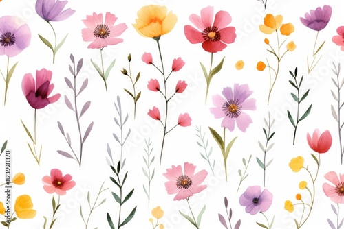 bright flowers on a white background