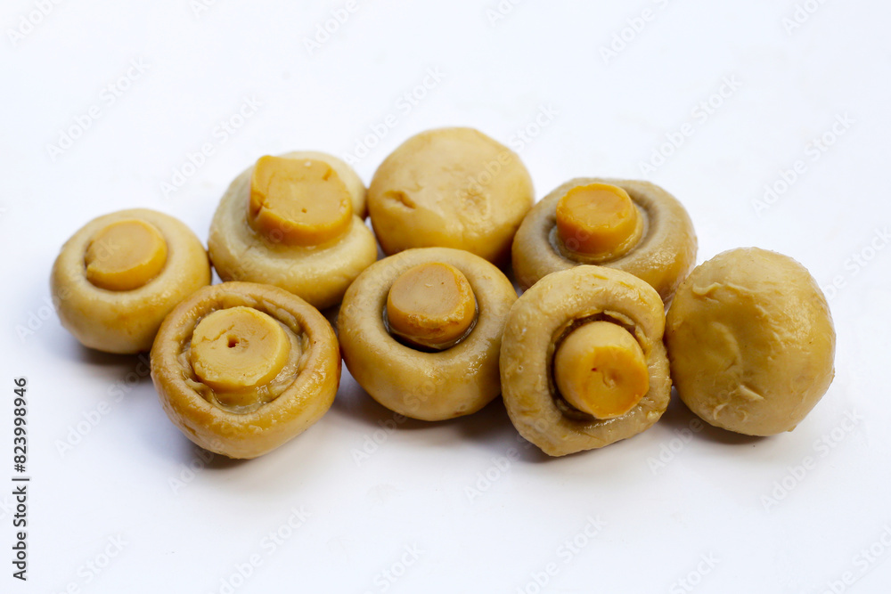 Champignon mushrooms in brine. Canned champignon mushrooms whole