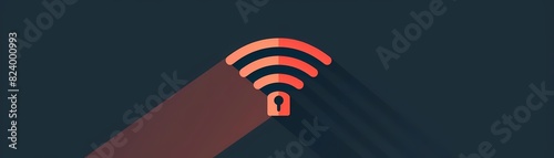 Visualize a flat design of a secure connection icon with a lock and WiFi symbol photo