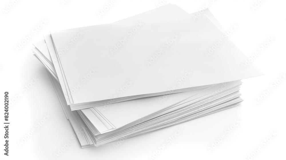 Pack of white blank paper isolated on a white background