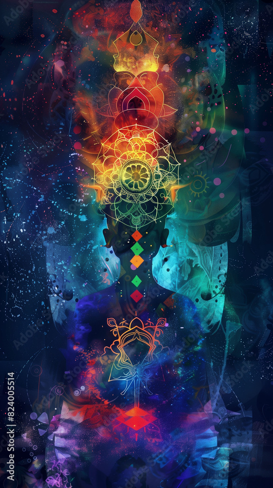 The Chakra system for yoga. Seven chakras concept. Meditation with seven chakras The Chakra system for yoga. Seven chakras concept. Meditation with seven chakras