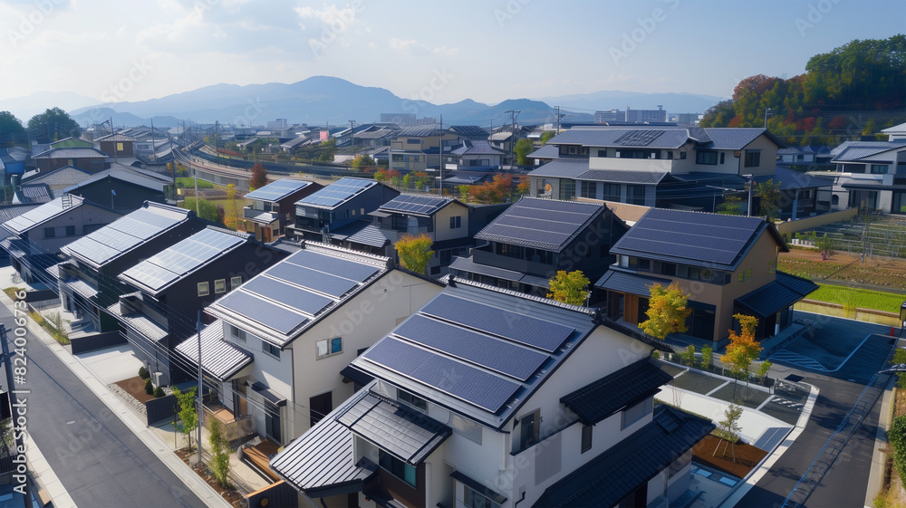 Obraz premium 住宅の太陽光パネル
