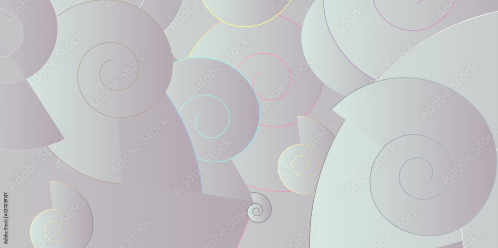 Fototapeta premium Abstract seamless random geometric spiral vector, dynamic gradient colorful flowing spiral design element, spiral art striped graphic template vector illustration.