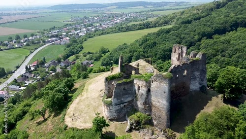 Aerial view from a drone of Cicva Castle Slovakia photo