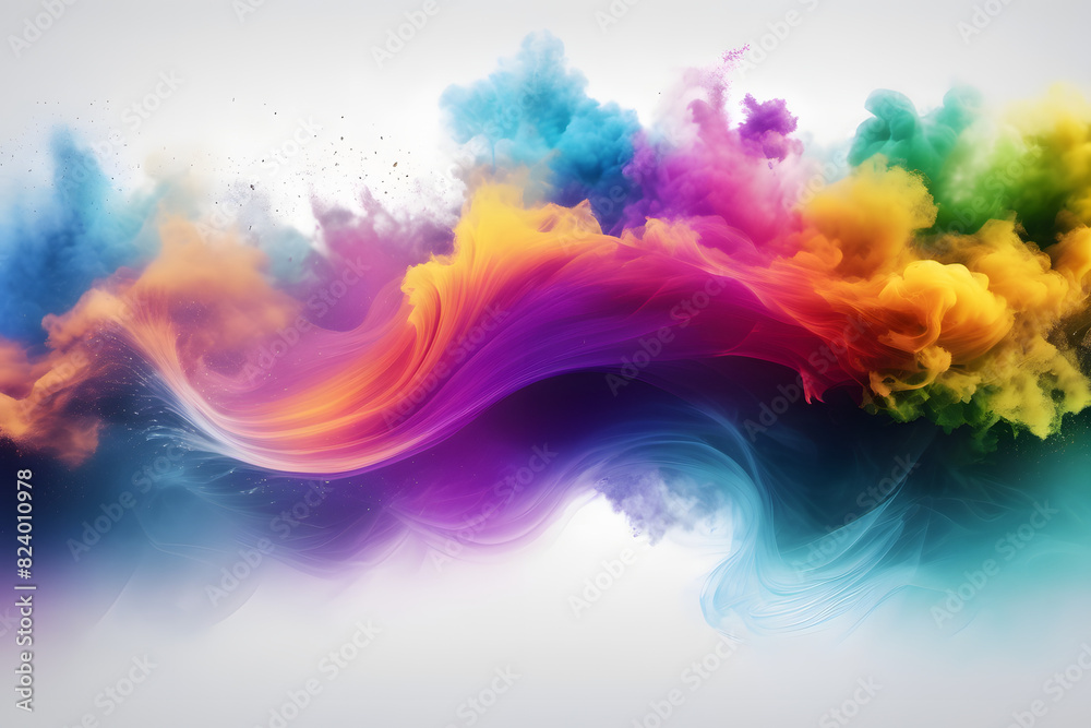 Dynamic design elements: colorful, blurry fog waves, powder explosions on white, perfect for sound, music, tech, or science themes. Dynamic design elements: colorful, blurry fog waves, powder explosions on white, perfect for sound, music, tech, or science themes.