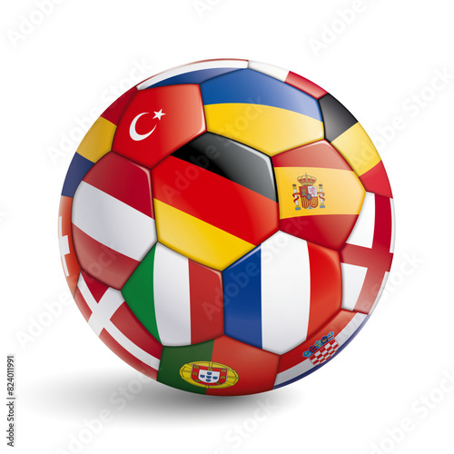 BALLON DE FOOTBALL AVEC DRAPEAUX EUROPÉENS