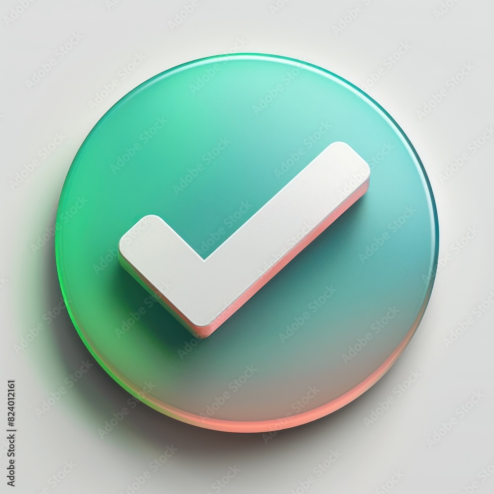 A button featuring a check mark symbol in the center A button featuring a check mark symbol in the center